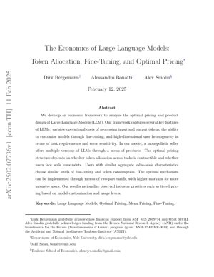 PDF Document Cover - The Economics of Large Language Models: Token Allocation, Fine-Tuning, and Optimal Pricing